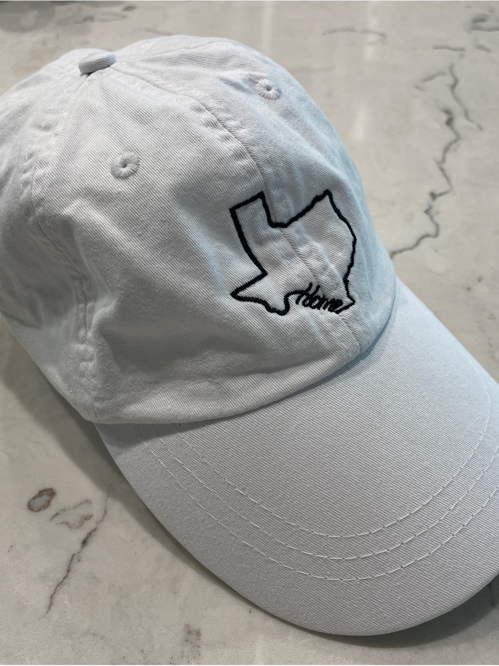 Adams White Baseball Cap with Black Texas Stitch